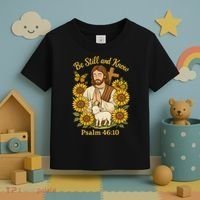 Be Still And Know Bible Verse Jesus With Lamb And Cross Toddler T-Shirt thumb 3
