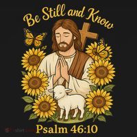 Be Still And Know Bible Verse Jesus With Lamb And Cross Kids Sweatshirt thumb 2