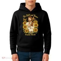 Be Still And Know Bible Verse Jesus With Lamb And Cross Kids Hoodie thumb 4