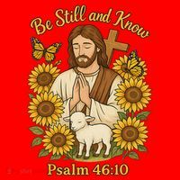 Be Still And Know Bible Verse Jesus With Lamb And Cross Santa Hat thumb 1