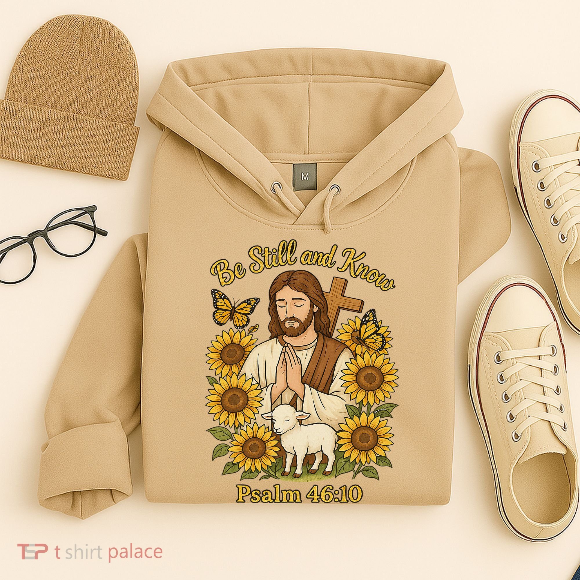 Be Still And Know Bible Verse Jesus With Lamb And Cross Hoodie
