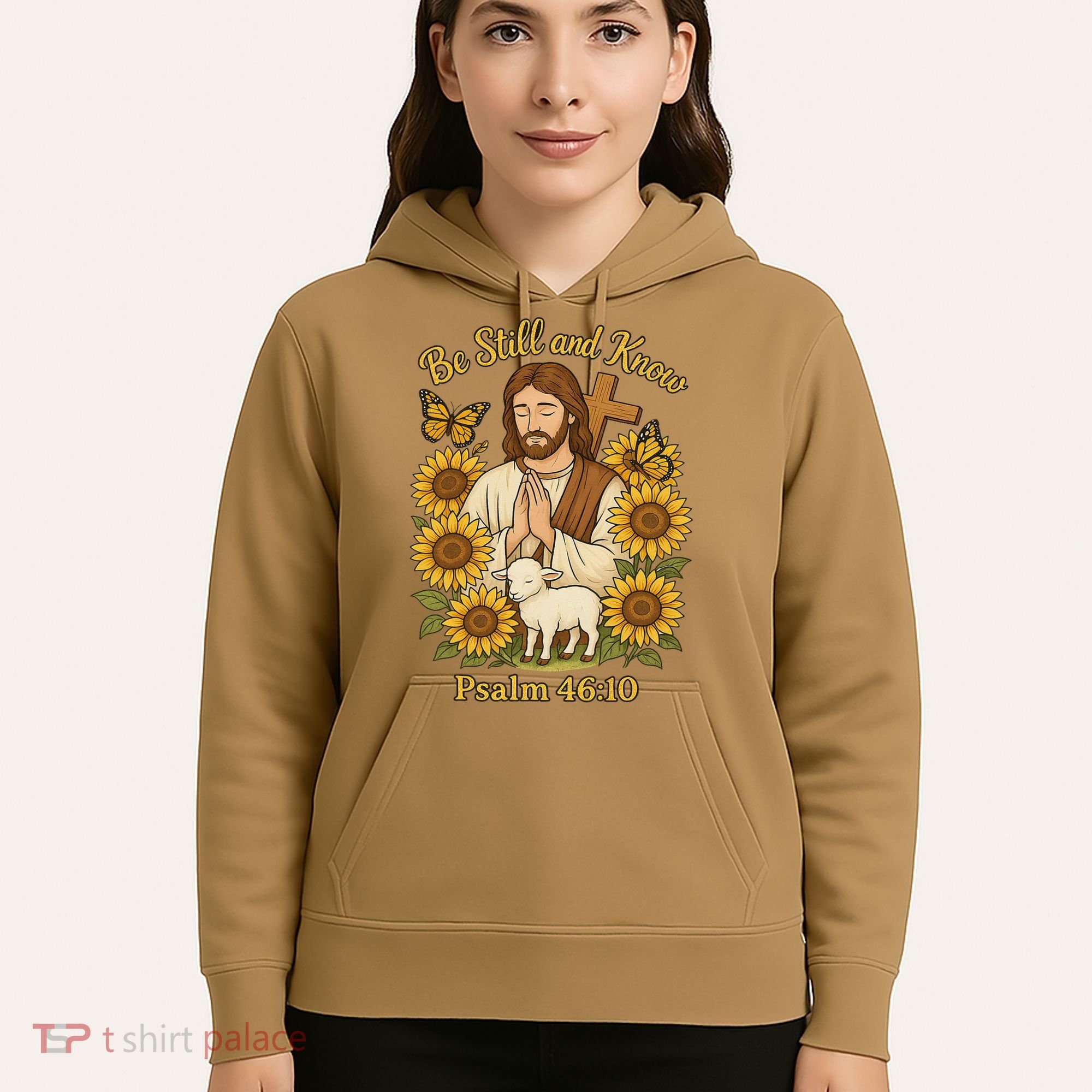 Be Still And Know Bible Verse Jesus With Lamb And Cross Hoodie