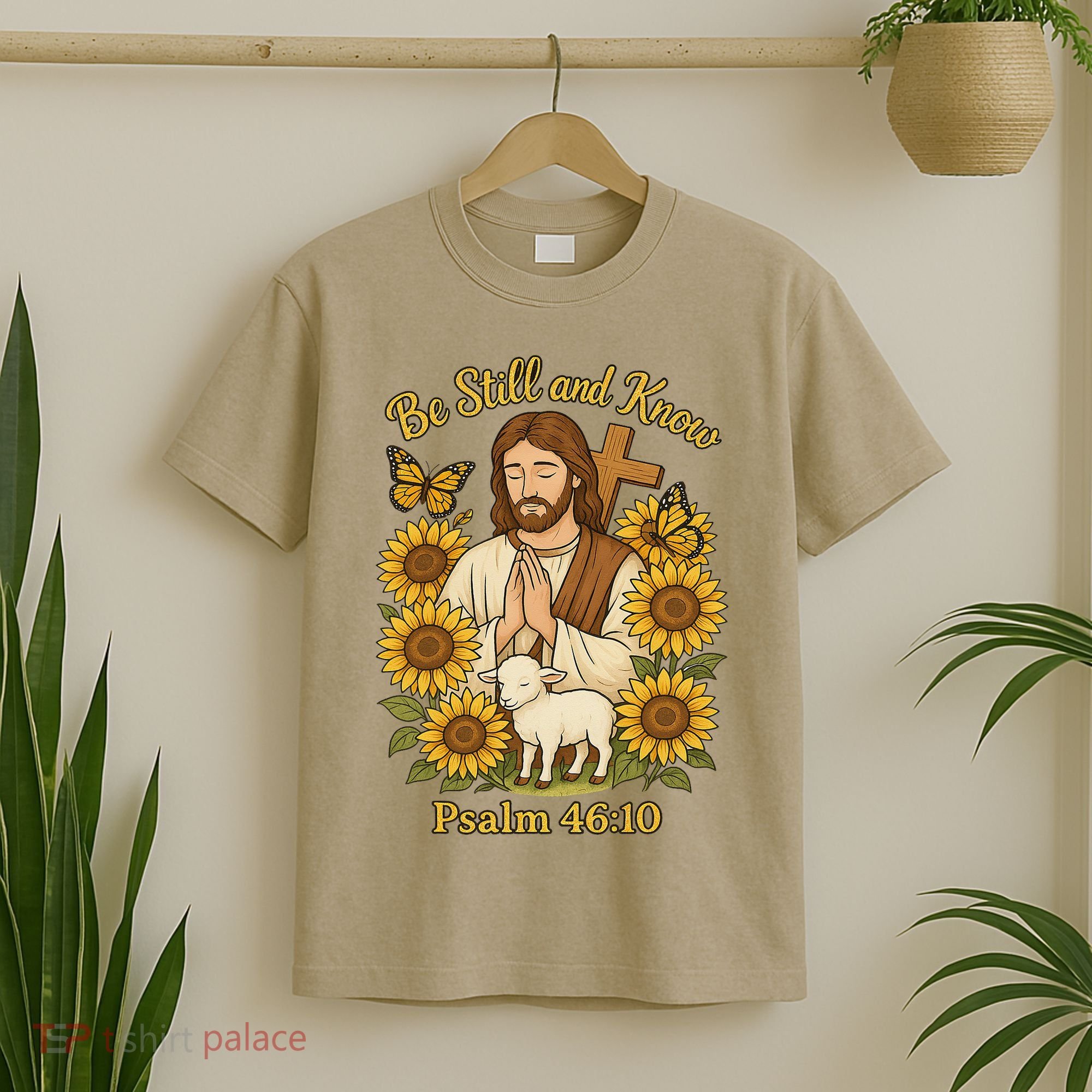 Be Still And Know Bible Verse Jesus With Lamb And Cross T-Shirt
