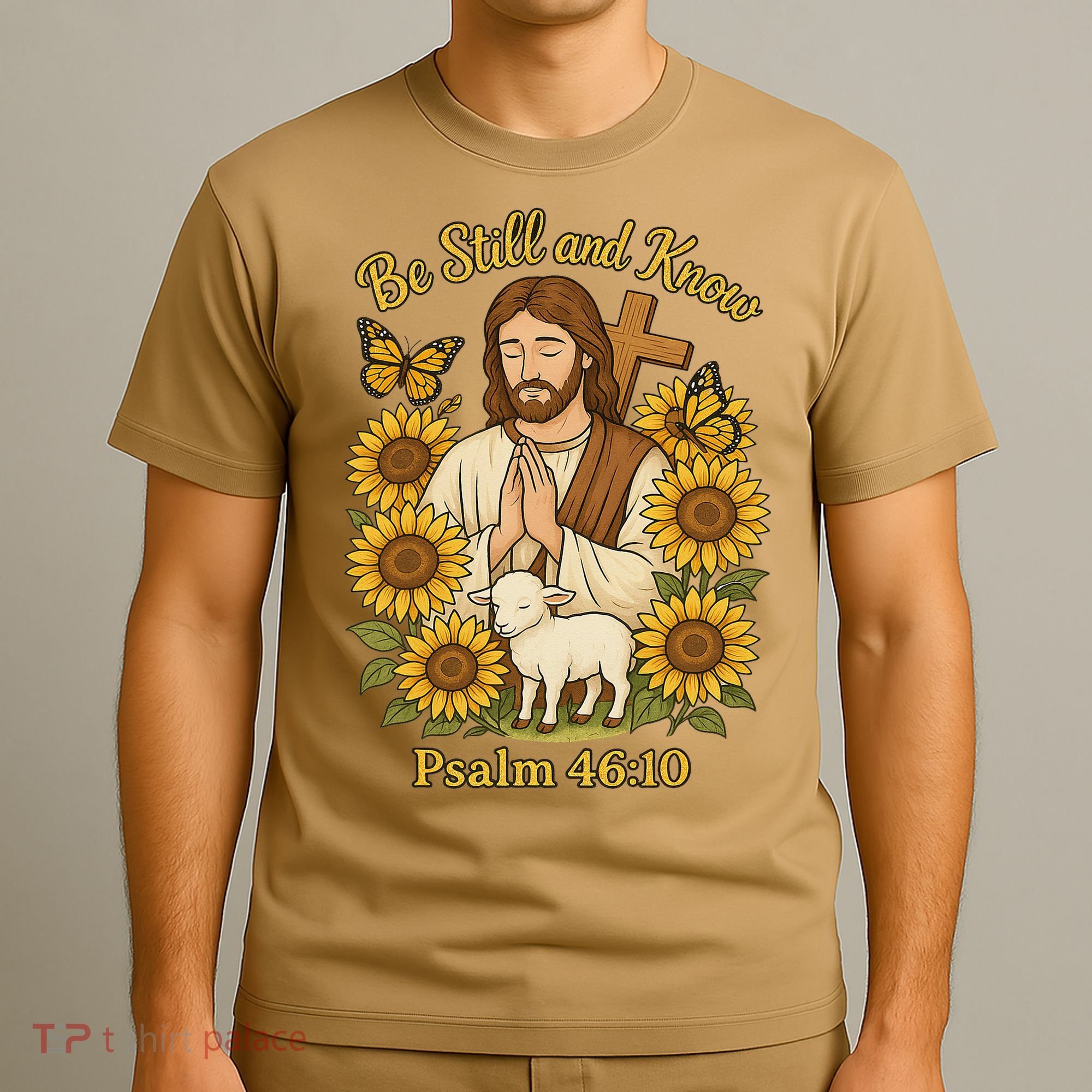 Be Still And Know Bible Verse Jesus With Lamb And Cross T-Shirt