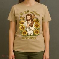 Be Still And Know Bible Verse Jesus With Lamb And Cross T-Shirt thumb 4