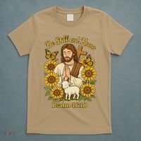 Be Still And Know Bible Verse Jesus With Lamb And Cross T-Shirt thumb 5