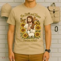 Be Still And Know Bible Verse Jesus With Lamb And Cross T-Shirt thumb 6