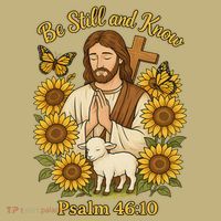 Be Still And Know Bible Verse Jesus With Lamb And Cross T-Shirt thumb 7