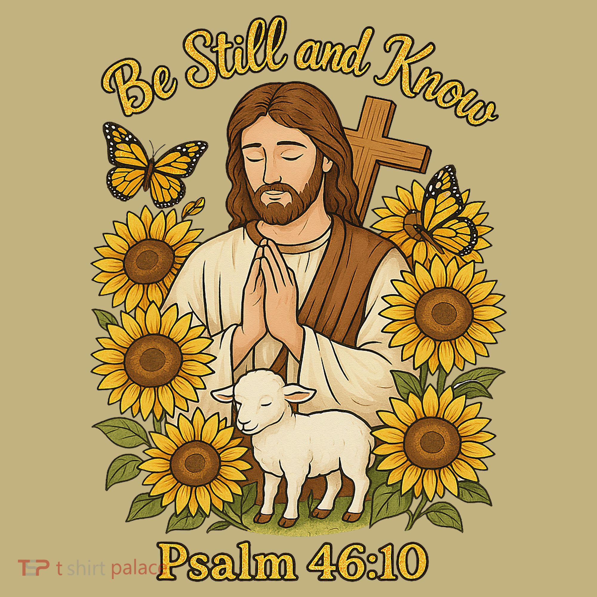 Be Still And Know Bible Verse Jesus With Lamb And Cross T-Shirt