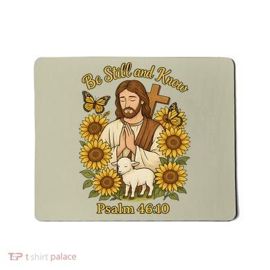 Be Still And Know Bible Verse Jesus With Lamb And Cross Mousepad