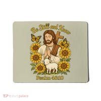 Be Still And Know Bible Verse Jesus With Lamb And Cross Mousepad thumb 0