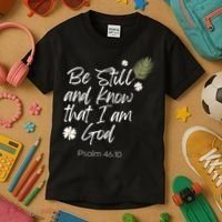 Be Still and Know That I am God Psalm 4610 Christian Faith Kids T-Shirt thumb 3