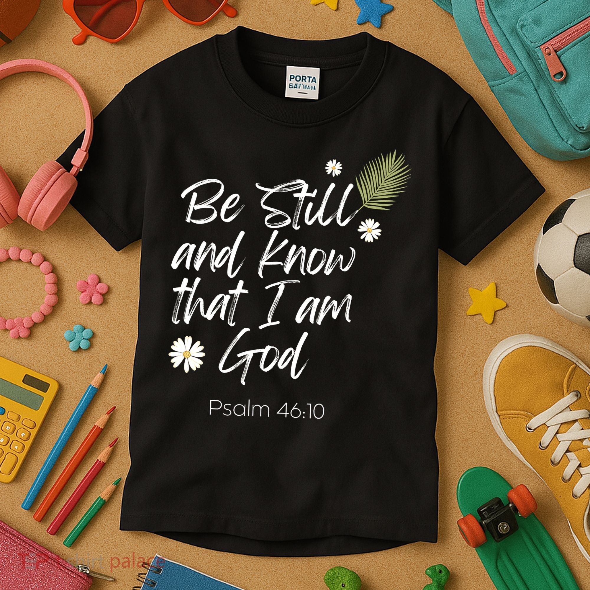 Be Still and Know That I am God Psalm 4610 Christian Faith Kids T-Shirt