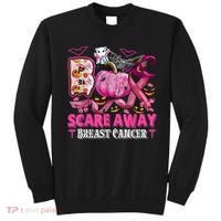 Boo Scare Away Breast Cancer Pink Ribbon Spider Halloween Sweatshirt thumb 0