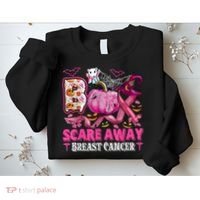 Boo Scare Away Breast Cancer Pink Ribbon Spider Halloween Sweatshirt thumb 2