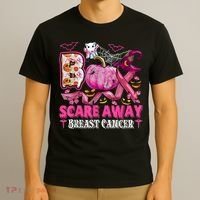 Boo Scare Away Breast Cancer Pink Ribbon Spider Halloween T-Shirt thumb 3