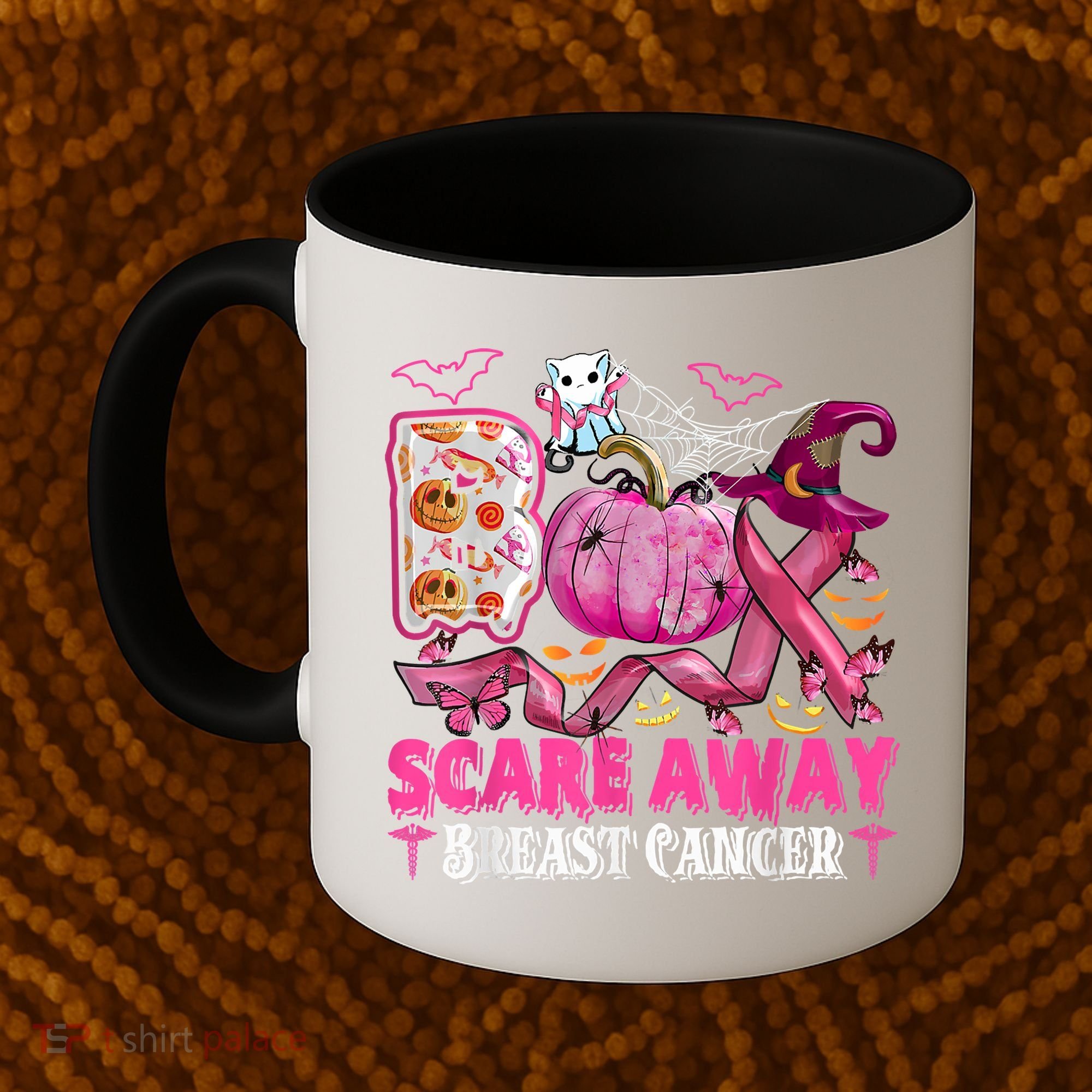 Boo Scare Away Breast Cancer Pink Ribbon Spider Halloween Coffee Mug