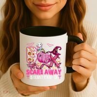 Boo Scare Away Breast Cancer Pink Ribbon Spider Halloween Coffee Mug thumb 3