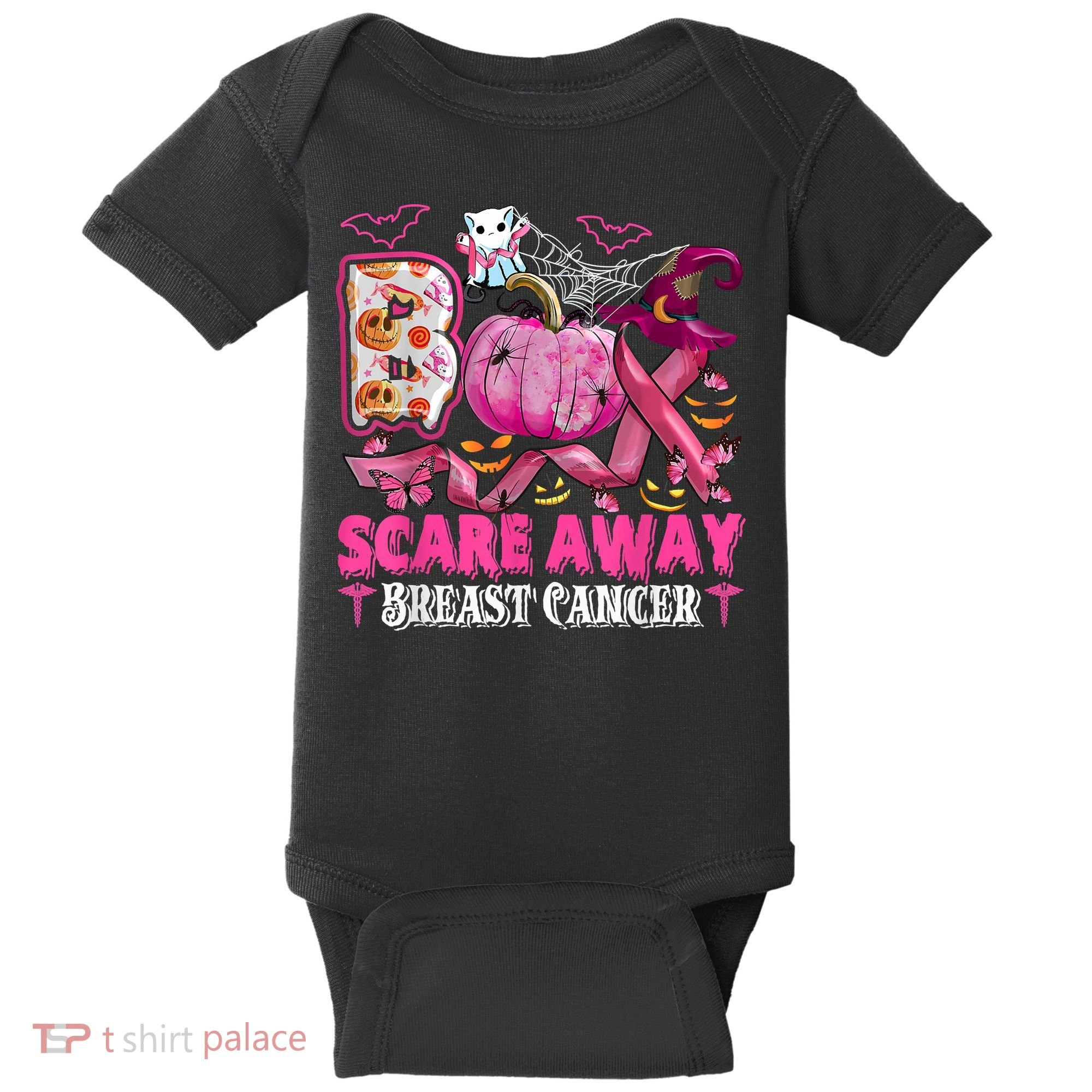 Boo Scare Away Breast Cancer Pink Ribbon Spider Halloween Baby Bodysuit