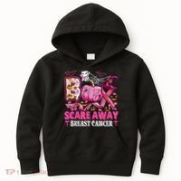 Boo Scare Away Breast Cancer Pink Ribbon Spider Halloween Kids Hoodie thumb 0