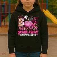 Boo Scare Away Breast Cancer Pink Ribbon Spider Halloween Kids Hoodie thumb 3