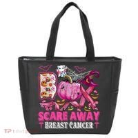 Boo Scare Away Breast Cancer Pink Ribbon Spider Halloween Tote Bag thumb 0