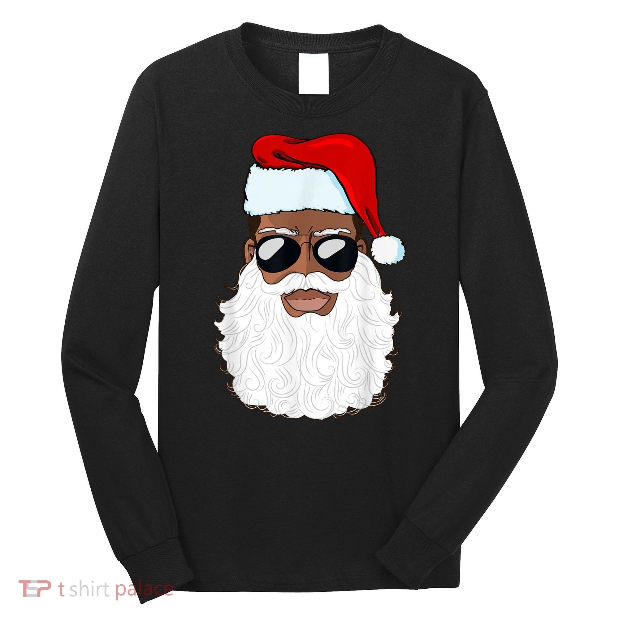 Black Santa African American Long Sleeve Shirt