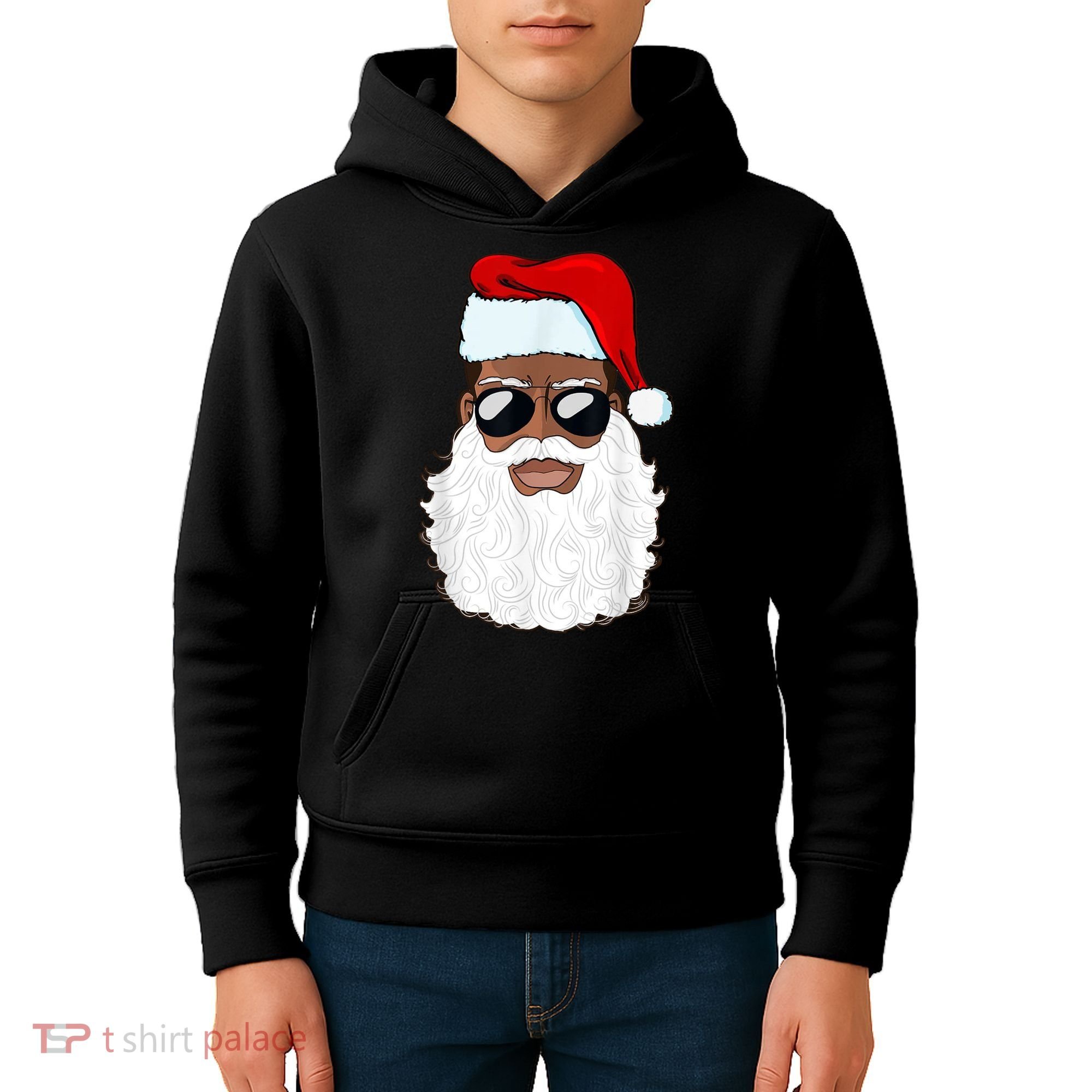 Black Santa African American Kids Hoodie