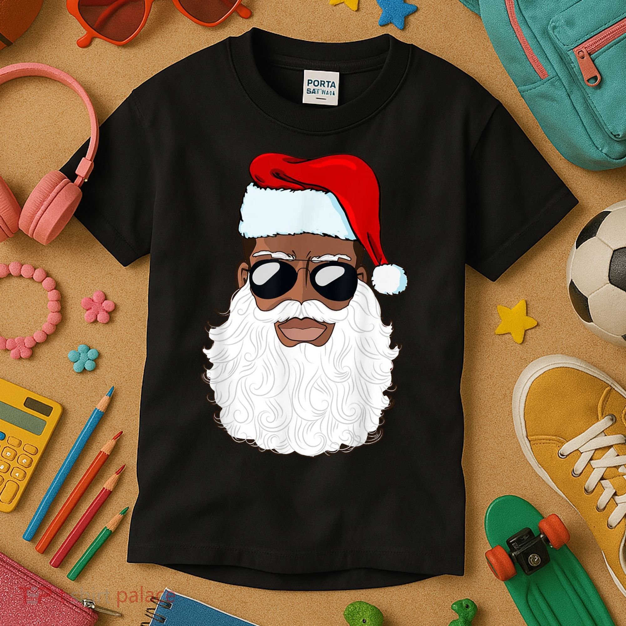 Black Santa African American Kids T-Shirt