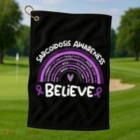 Believe Sarcoidosis Awareness Month Gift Sarcoidosis Cute Gift Golf Towel thumb 1