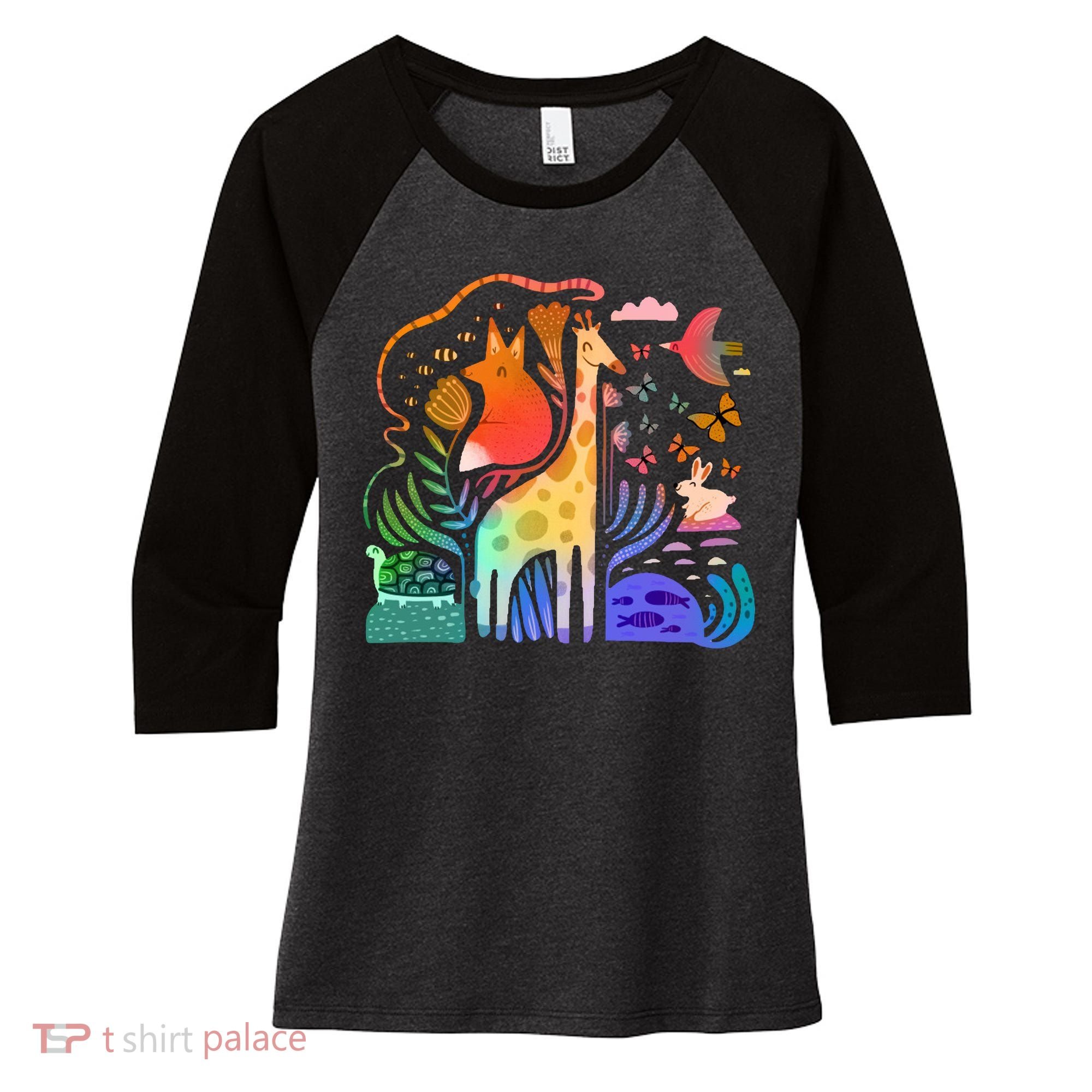 Biodiversity Science Animal Nature Women's Tri-Blend 3/4-Sleeve Raglan Shirt