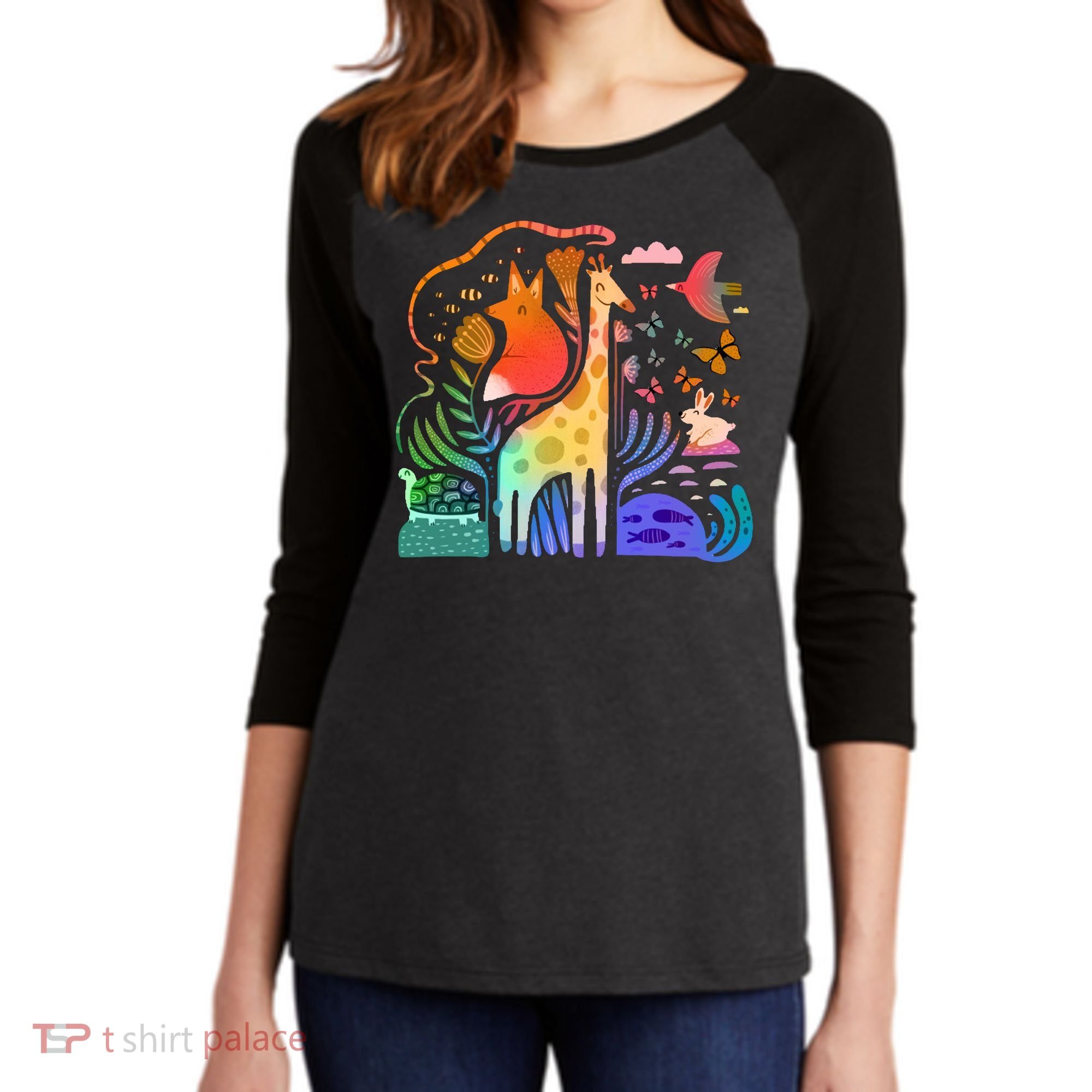 Biodiversity Science Animal Nature Women's Tri-Blend 3/4-Sleeve Raglan Shirt