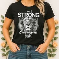 Be Strong And Courageous Joshua 1:9 Lion Women's T-Shirt thumb 2