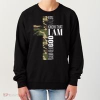 Be Still And Know God Christian Bible Verse Green Camo Cross  Women's Sweatshirt thumb 0