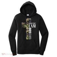 Be Still And Know God Christian Bible Verse Green Camo Cross  Women's Hoodie thumb 0