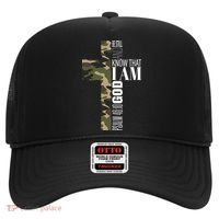 Be Still And Know God Christian Bible Verse Green Camo Cross  Hat thumb 0