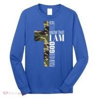 Be Still And Know God Christian Bible Verse Green Camo Cross  Long Sleeve Shirt thumb 0