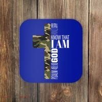 Be Still And Know God Christian Bible Verse Green Camo Cross  Coaster thumb 0