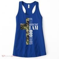 Be Still And Know God Christian Bible Verse Green Camo Cross  Women's Tank Top thumb 0