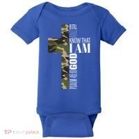 Be Still And Know God Christian Bible Verse Green Camo Cross  Baby Bodysuit thumb 0
