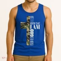 Be Still And Know God Christian Bible Verse Green Camo Cross  Tank Top thumb 3