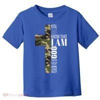 Be Still And Know God Christian Bible Verse Green Camo Cross  Toddler T-Shirt thumb 0