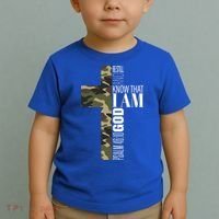 Be Still And Know God Christian Bible Verse Green Camo Cross  Toddler T-Shirt thumb 2