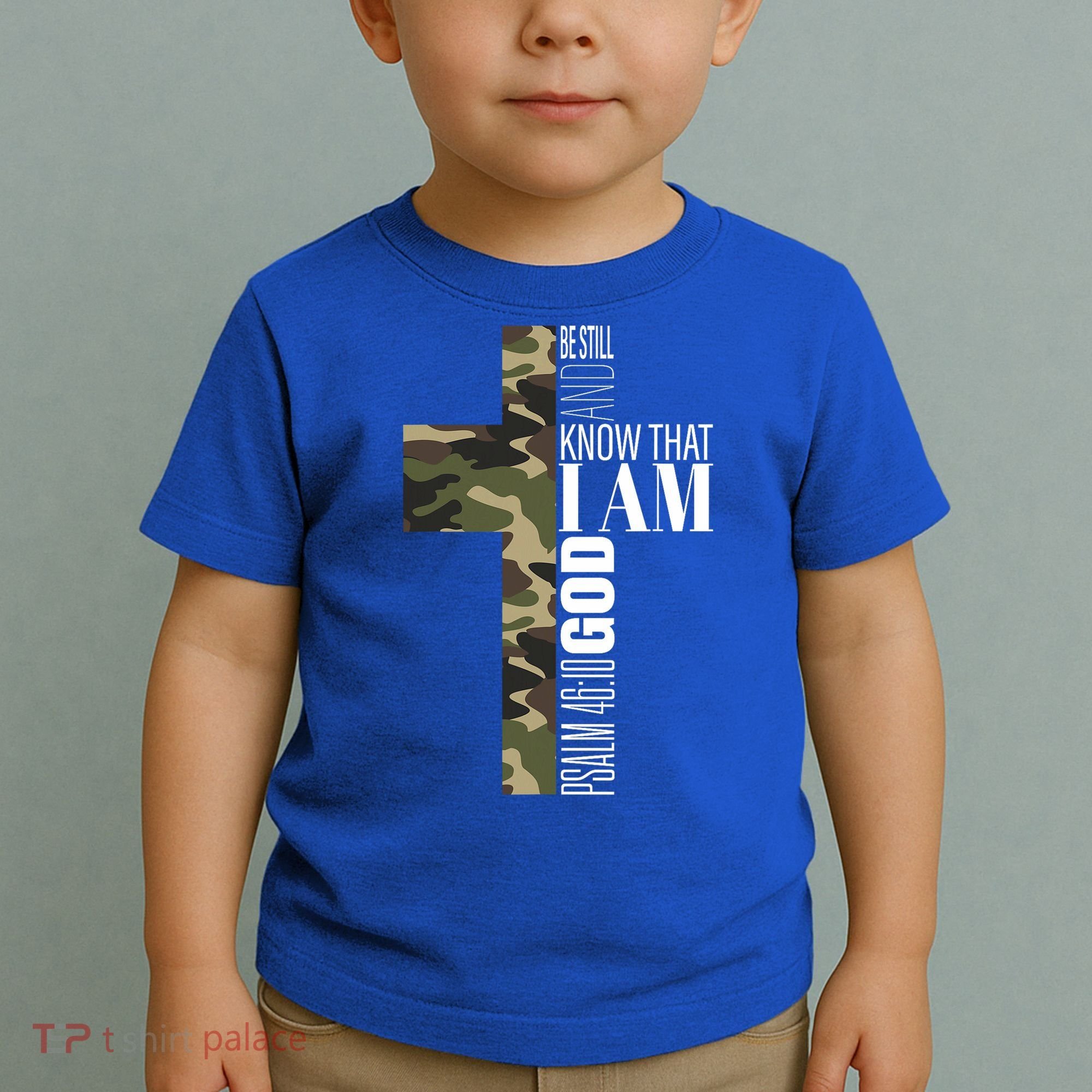 Be Still And Know God Christian Bible Verse Green Camo Cross  Toddler T-Shirt
