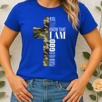 Be Still And Know God Christian Bible Verse Green Camo Cross  Women's T-Shirt thumb 2