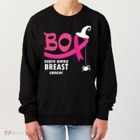 Boo Scare Away Breast Cancer Awareness Spooky Women's Sweatshirt thumb 0