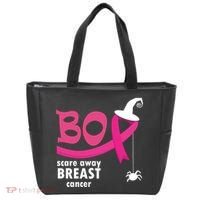 Boo Scare Away Breast Cancer Awareness Spooky Tote Bag thumb 0
