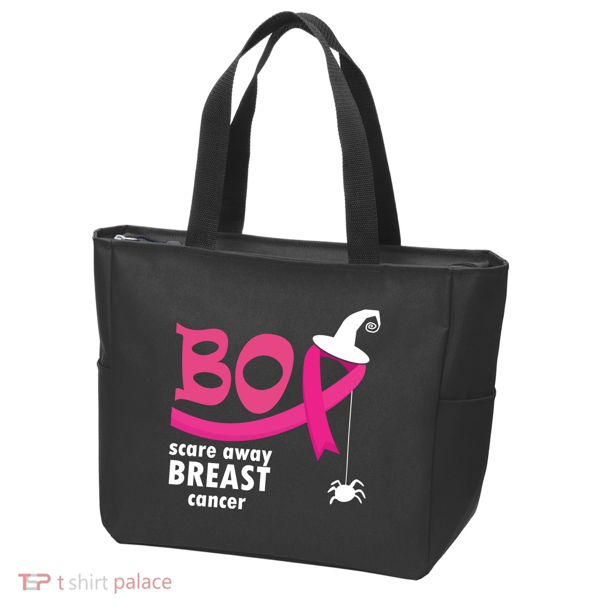 Boo Scare Away Breast Cancer Awareness Spooky Tote Bag