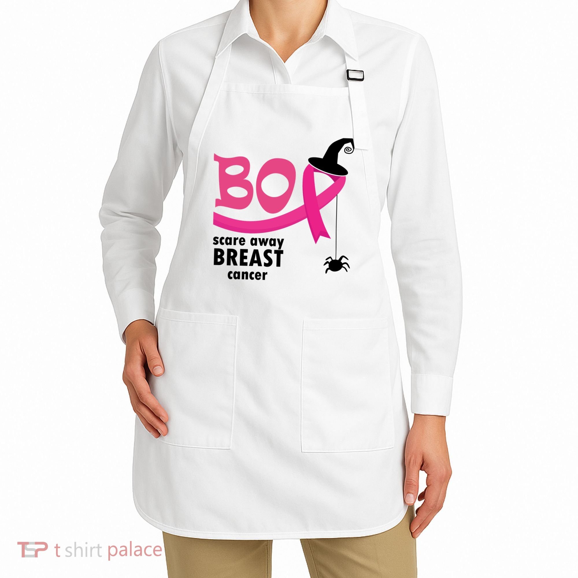 Boo Scare Away Breast Cancer Awareness Spooky Apron