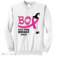 Boo Scare Away Breast Cancer Awareness Spooky Sweatshirt thumb 0